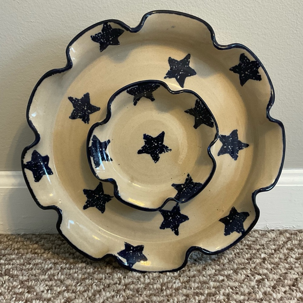 Vintage At Home American Marshall Pottery Chip and Dip Serving Dish